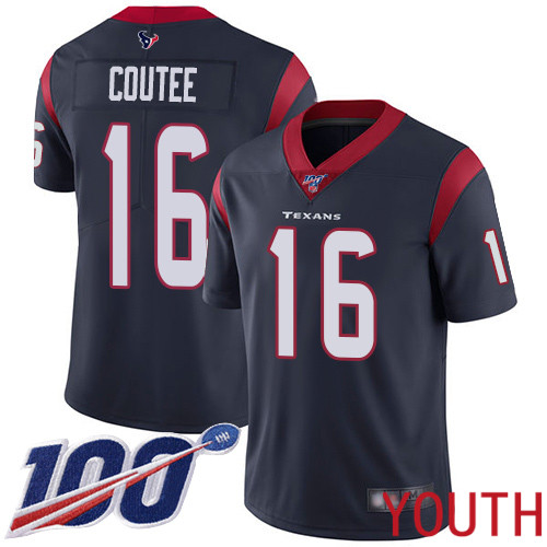 Houston Texans Limited Navy Blue Youth Keke Coutee Home Jersey NFL Football #16 100th Season Vapor Untouchable->youth nfl jersey->Youth Jersey